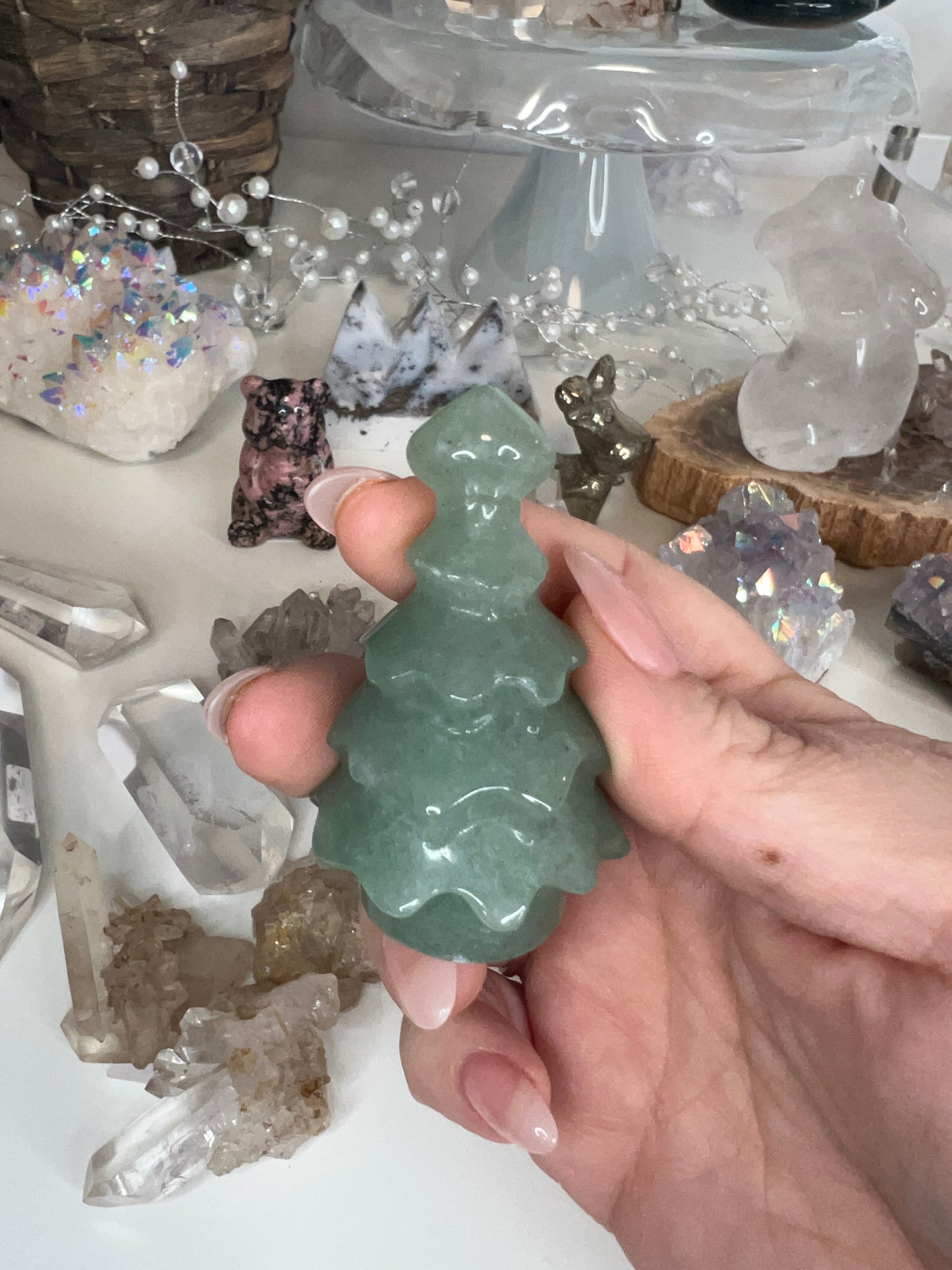 Green Aventurine Christmas Tree 2.5"
