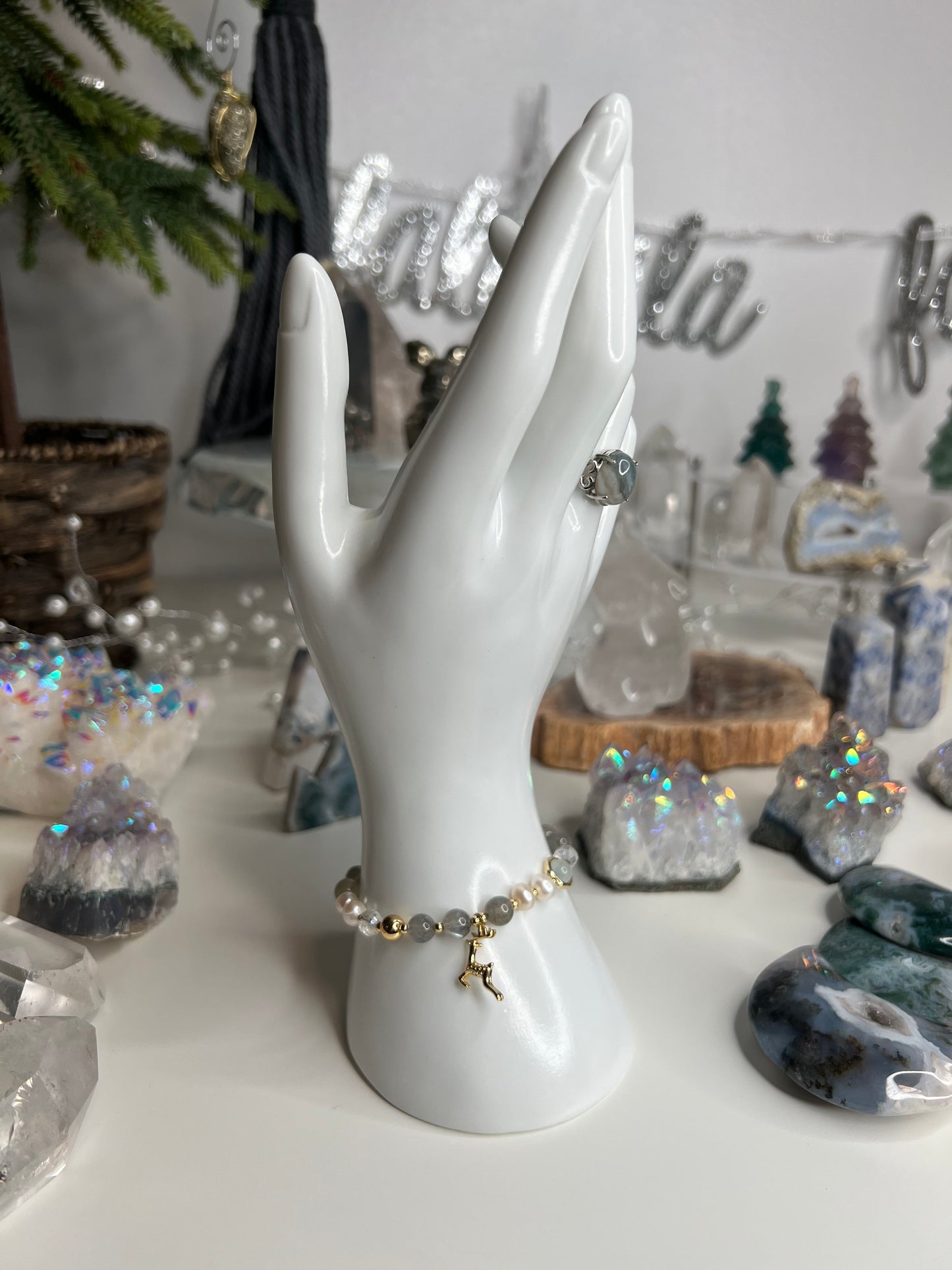 Christmas Bracelet Rainbow Moon Stone