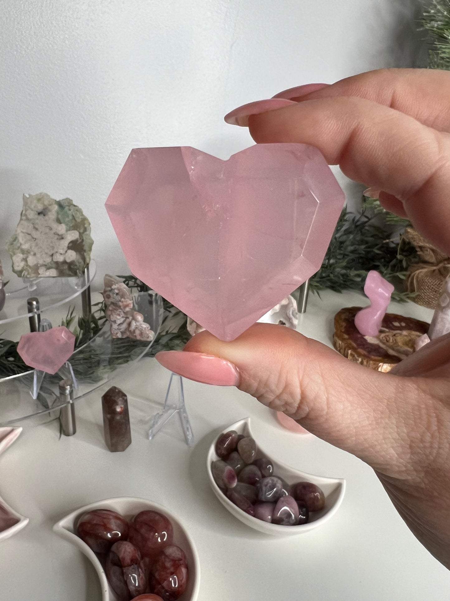 Rose Quartz Faceted Heart