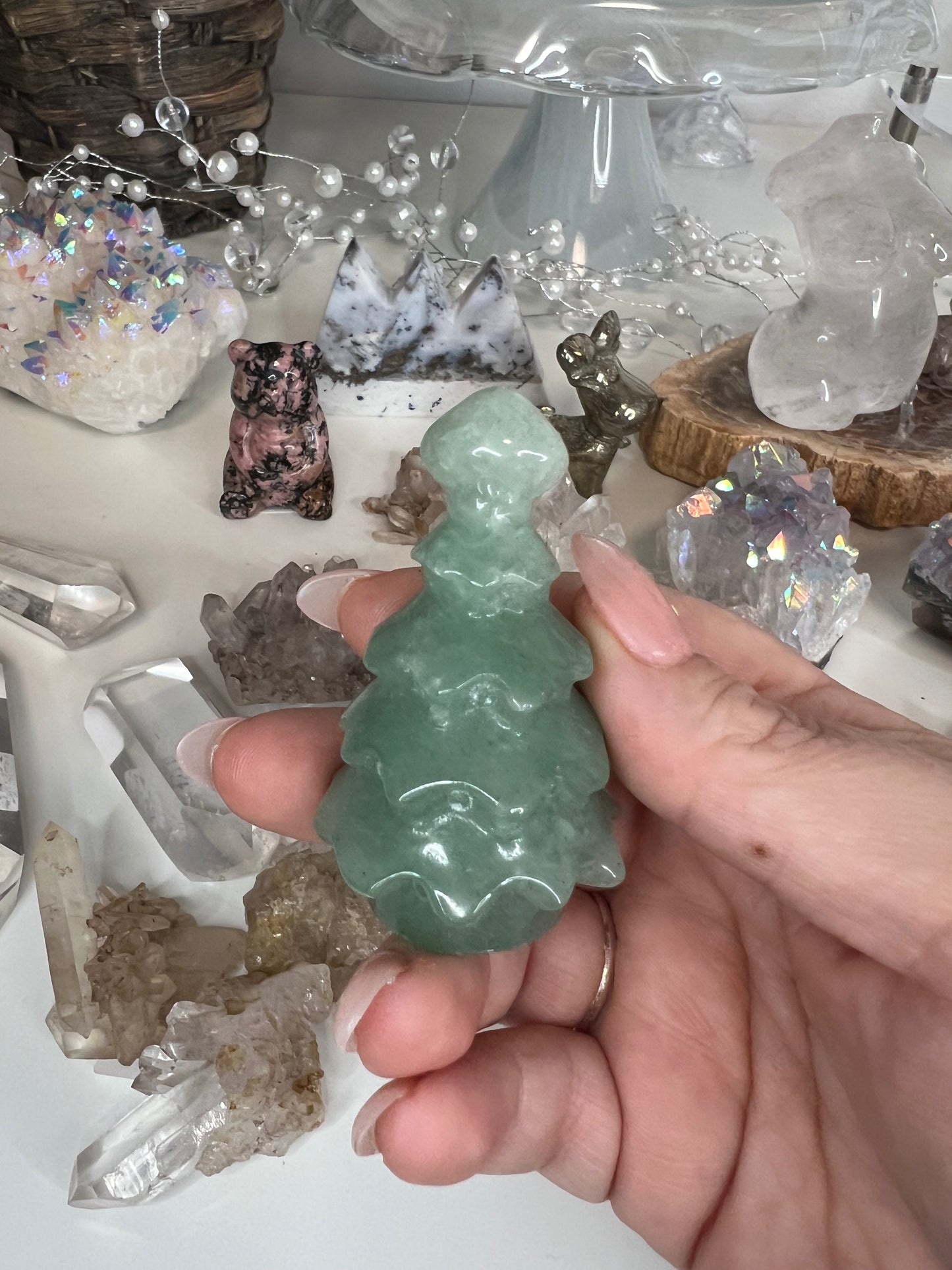 Green Aventurine Christmas Tree 2.5"