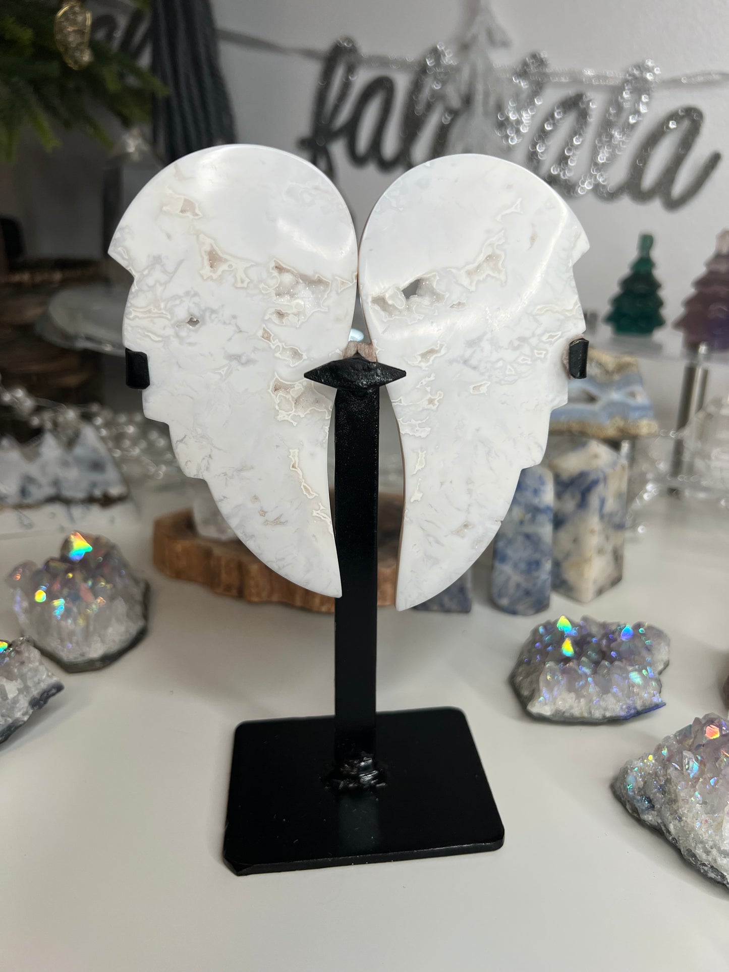 White Agate Angel Wings