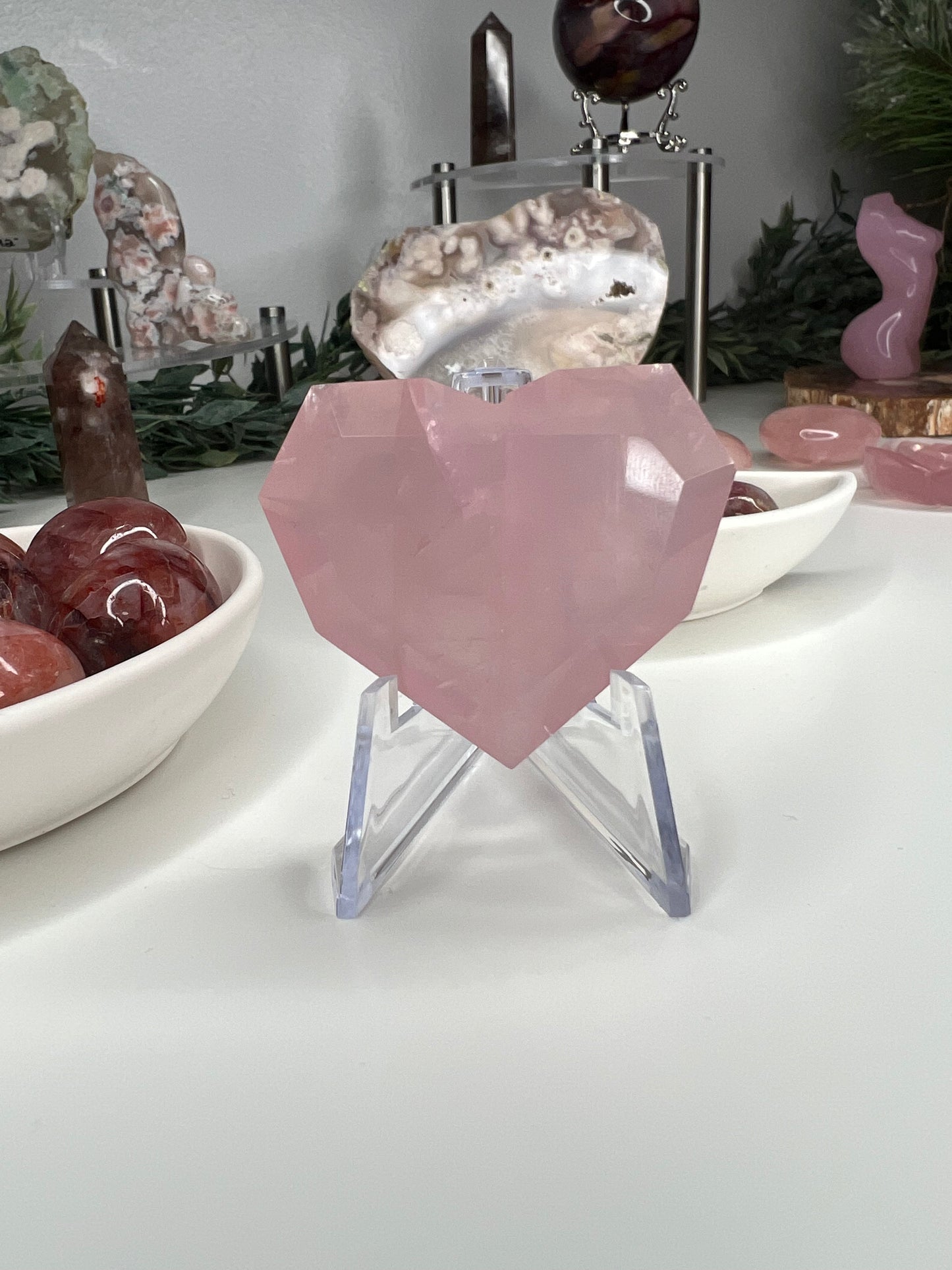 Rose Quartz Faceted Heart