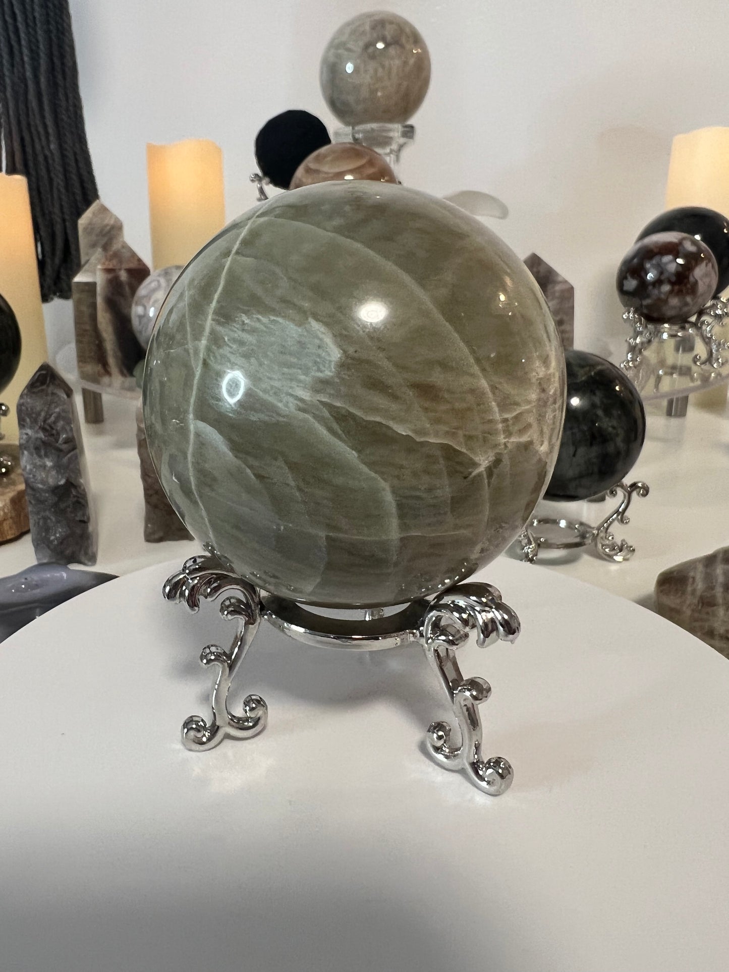 Green Moonstone Sphere 316g