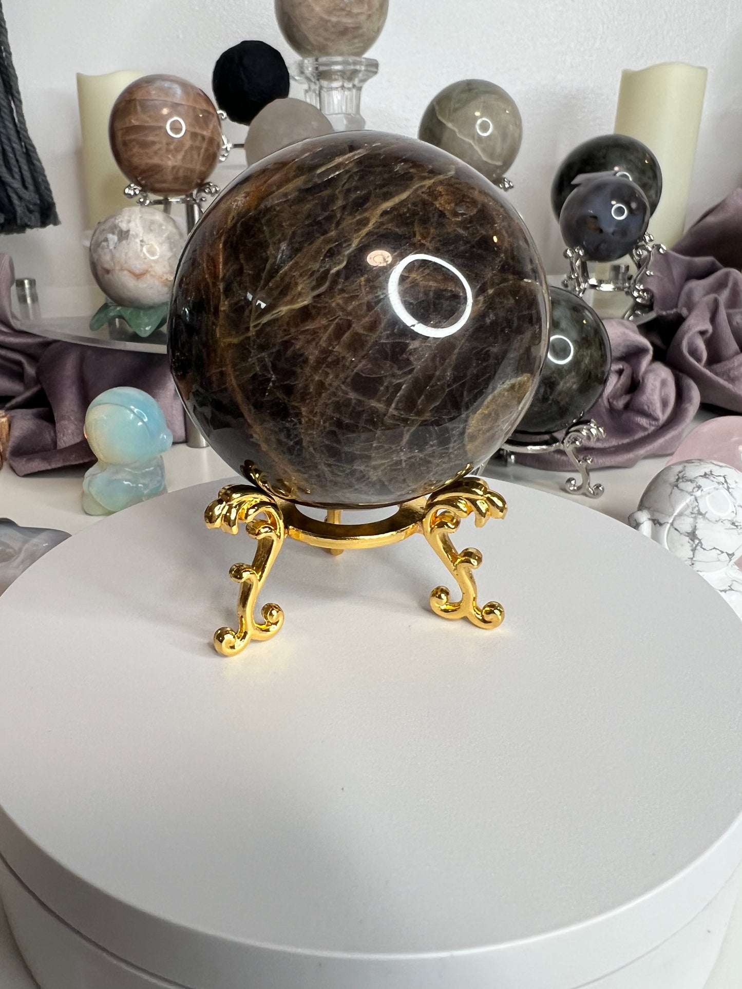 Black Moonstone Sphere 346g