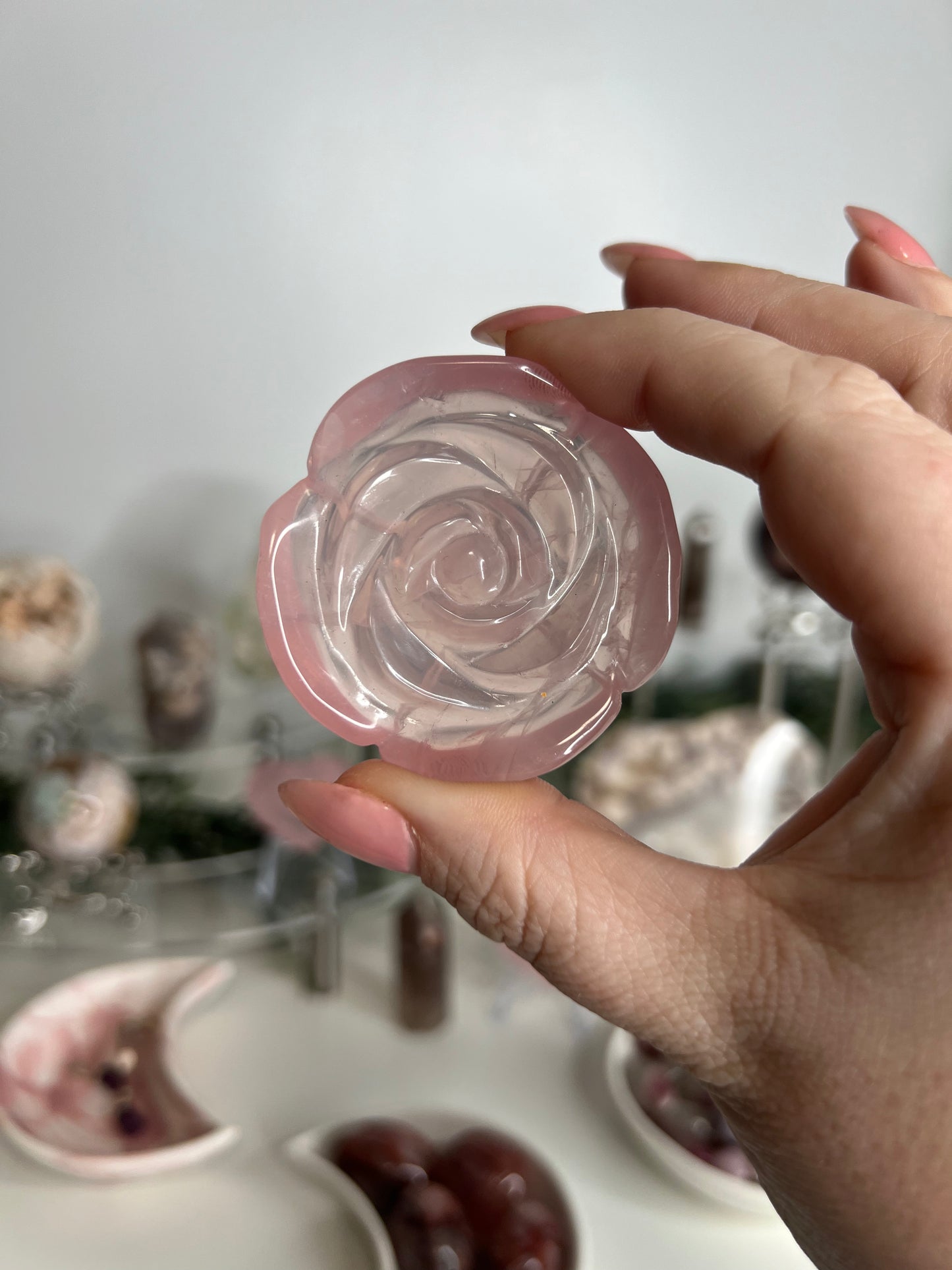 Rose Quartz Craved Flower