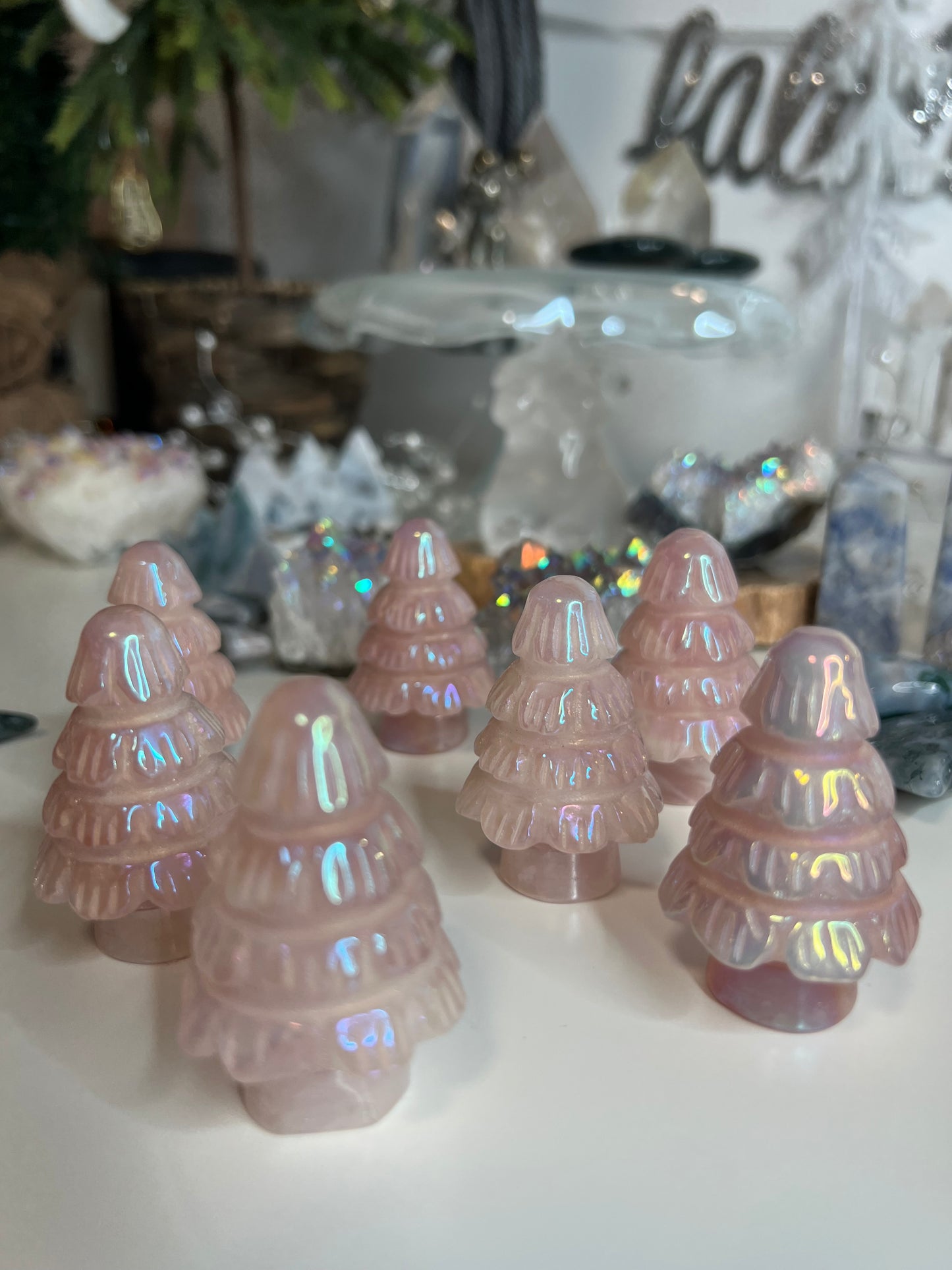 Rose Quartz Christmas Tree 2"