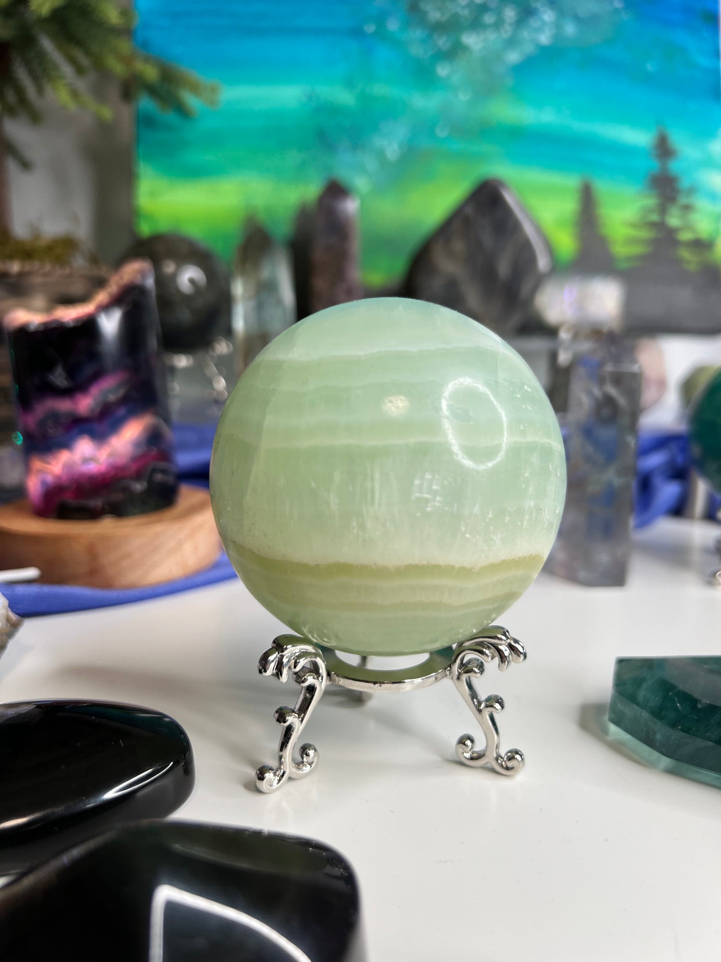 Large Pistachio Calcite Sphere