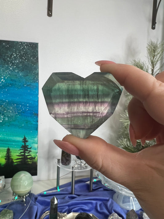 Fluorite Faceted Heart #3