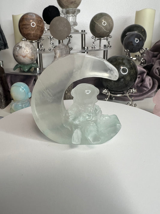 Fluorite Astronaut on Moon