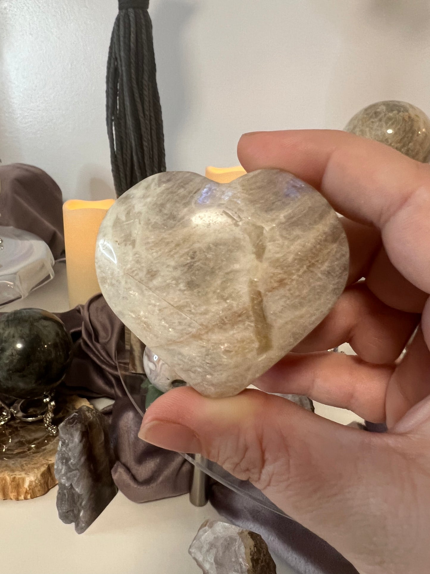 Blue Moonstone Heart 2 inches