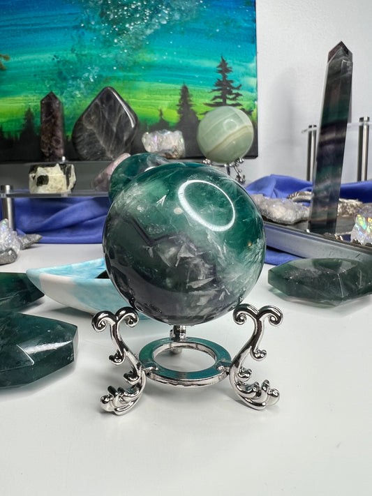 Snowflake Fluorite Sphere #1