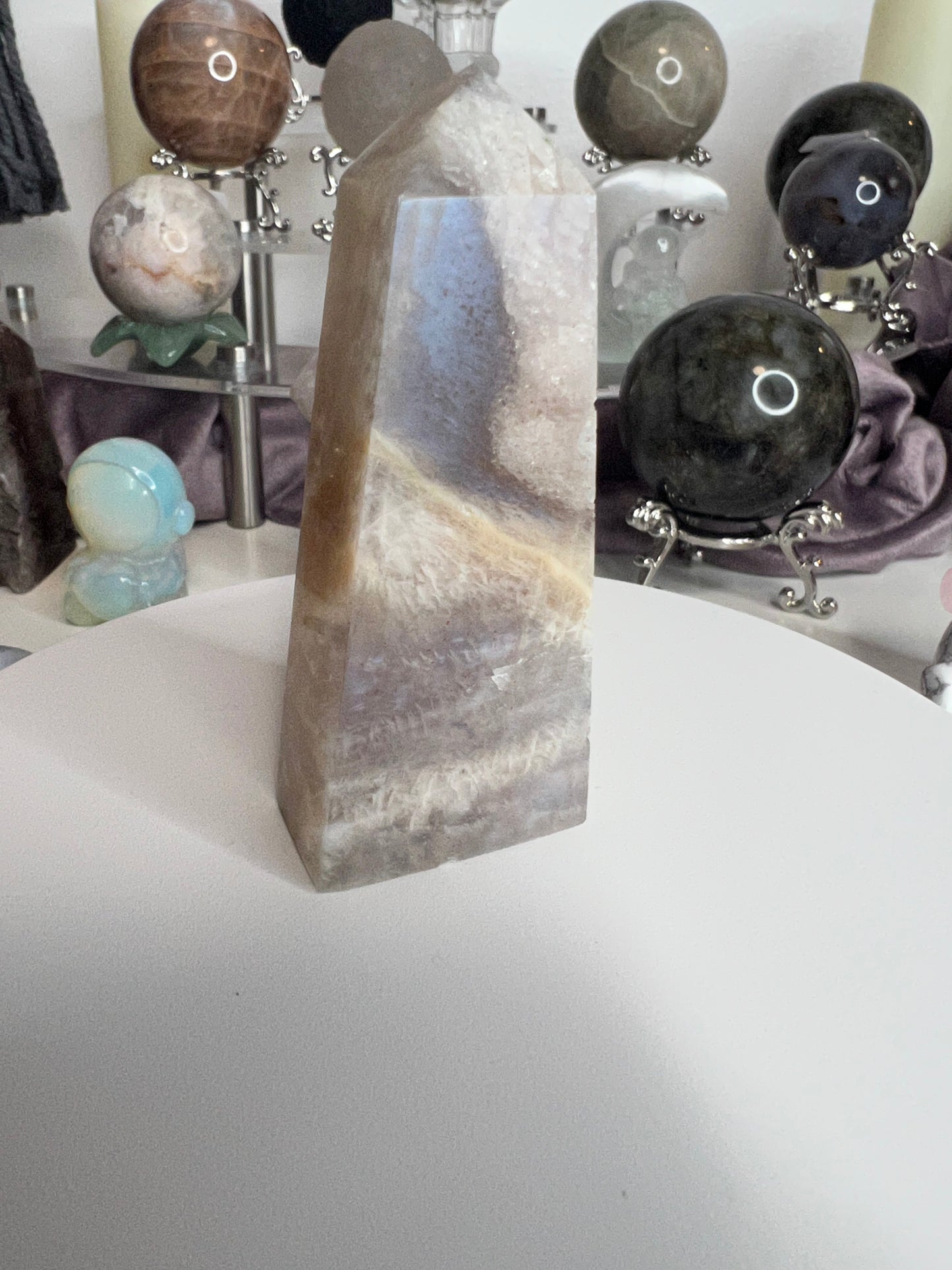 Blue Flash Moonstone Tower 85g 77mm #2