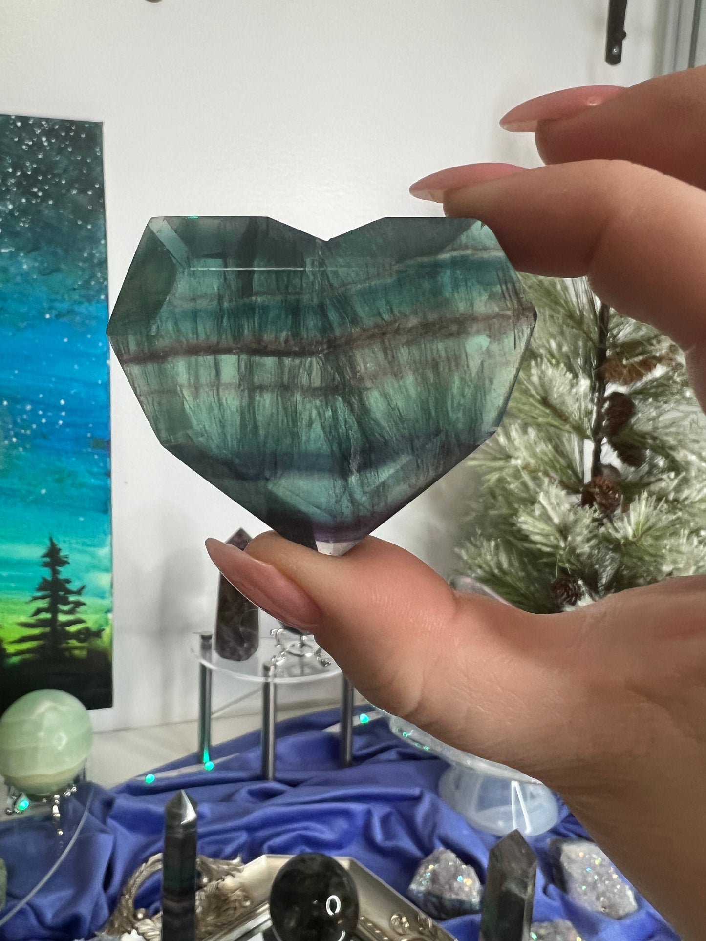 Fluorite Faceted Heart #2