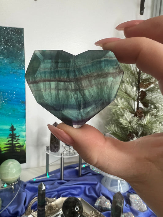 Fluorite Faceted Heart #2